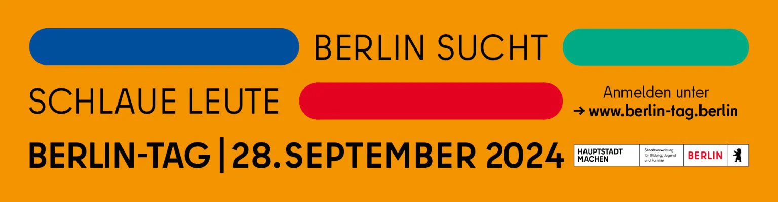 Plakat für den Berlintag mit der Aufschrift: Berlin sucht schlaue Leute