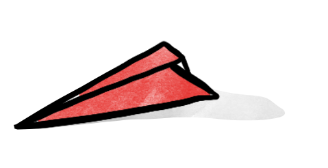 Das JaKuS-Symbol: ein roter Papierflieger.