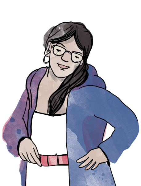 Diese Illustration zeigt eine sympathische Mitarbeiterin.