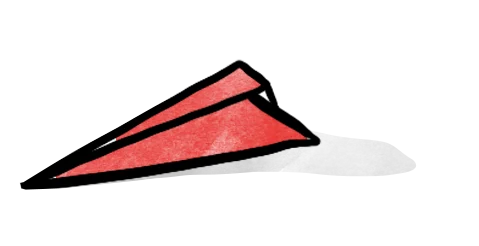 gezeichneter kleiner Papierflieger aus rotem Papier