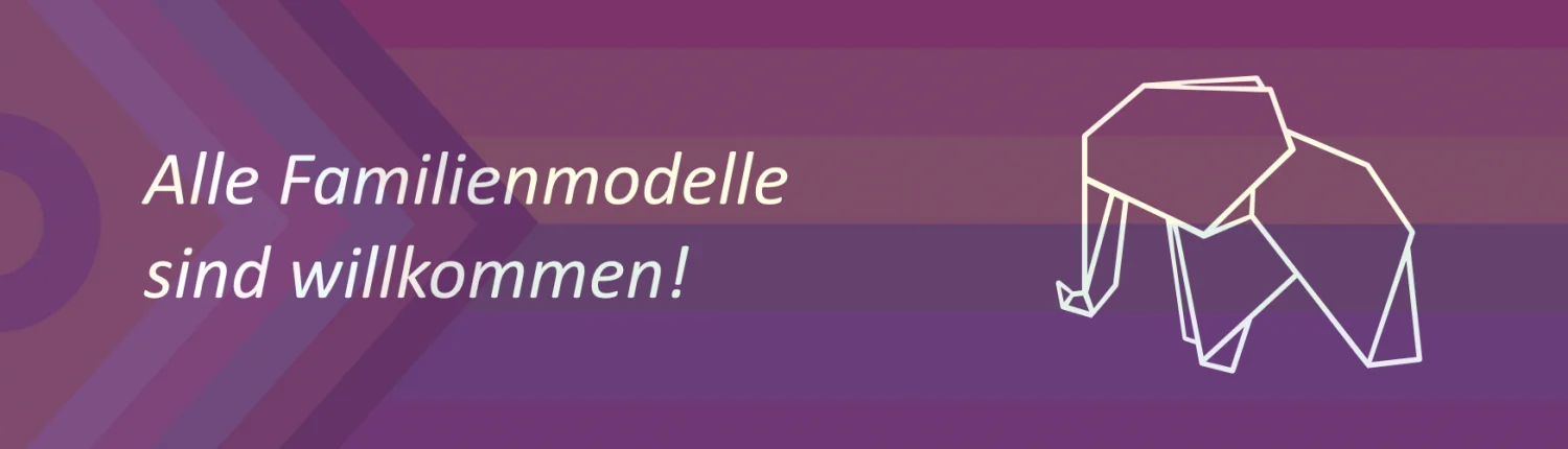 Pride-Flag mit der Aufschrift "Alle Familienmodelle sind willkommen!"